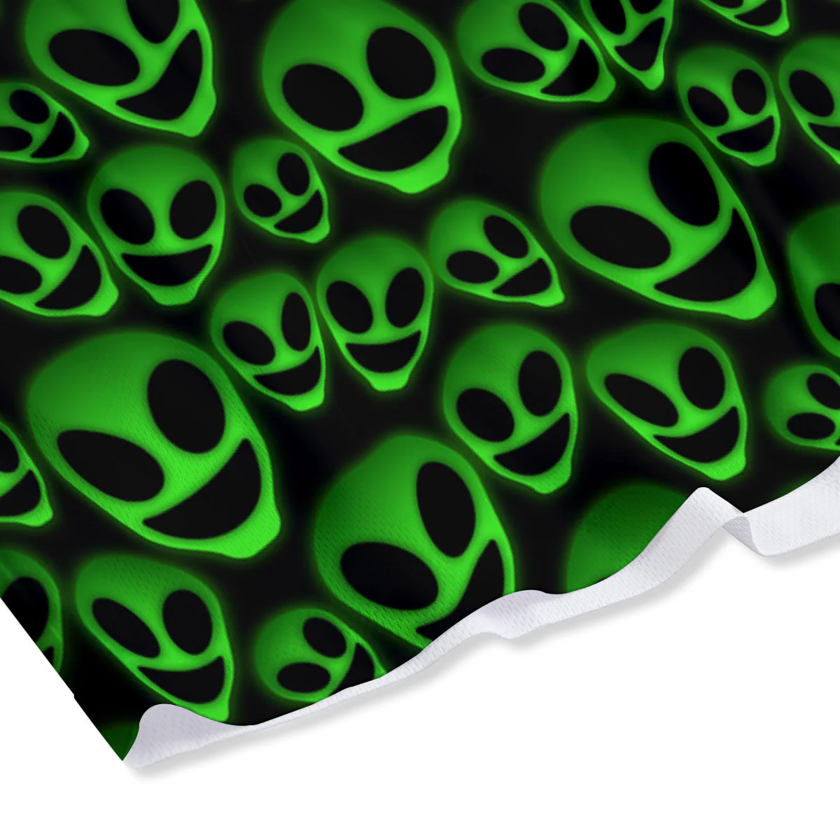 Horror Alien Green Neon Print Pattern Mesh Shorts - Image 4