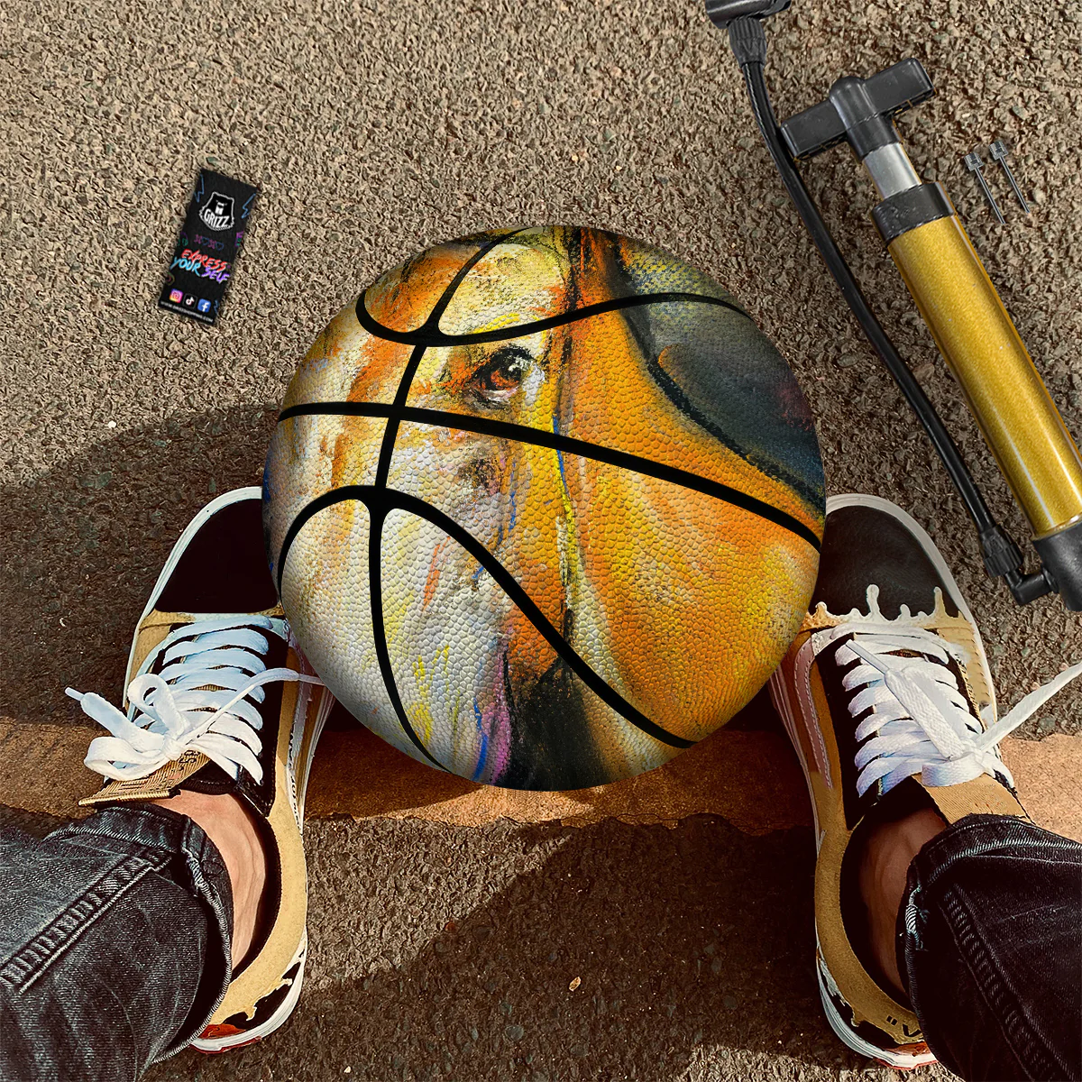 Horse Painting Colorful Print Basketball - Image 2