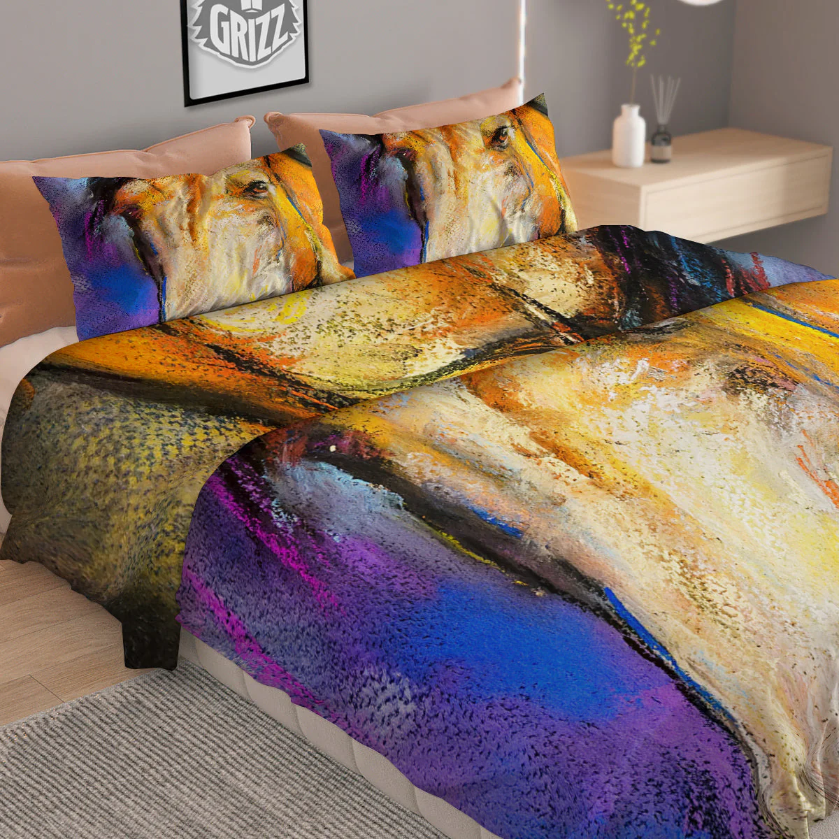 Horse Painting Colorful Print Duvet Cover Bedding Set - Image 2