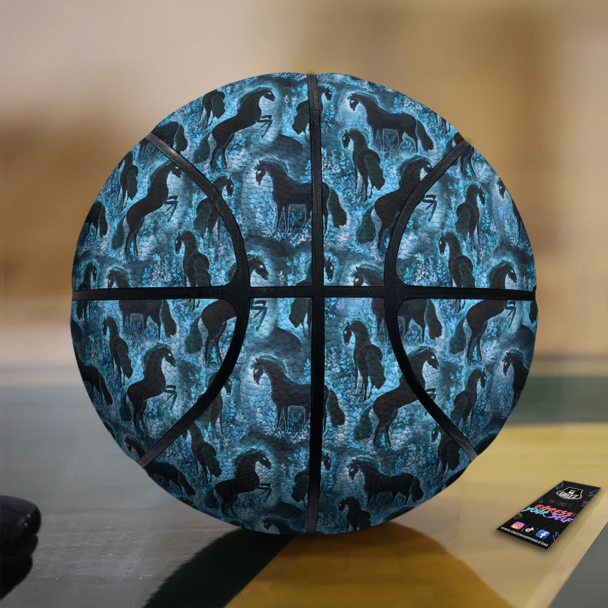 Horse Painting Dark Blue Print Basketball