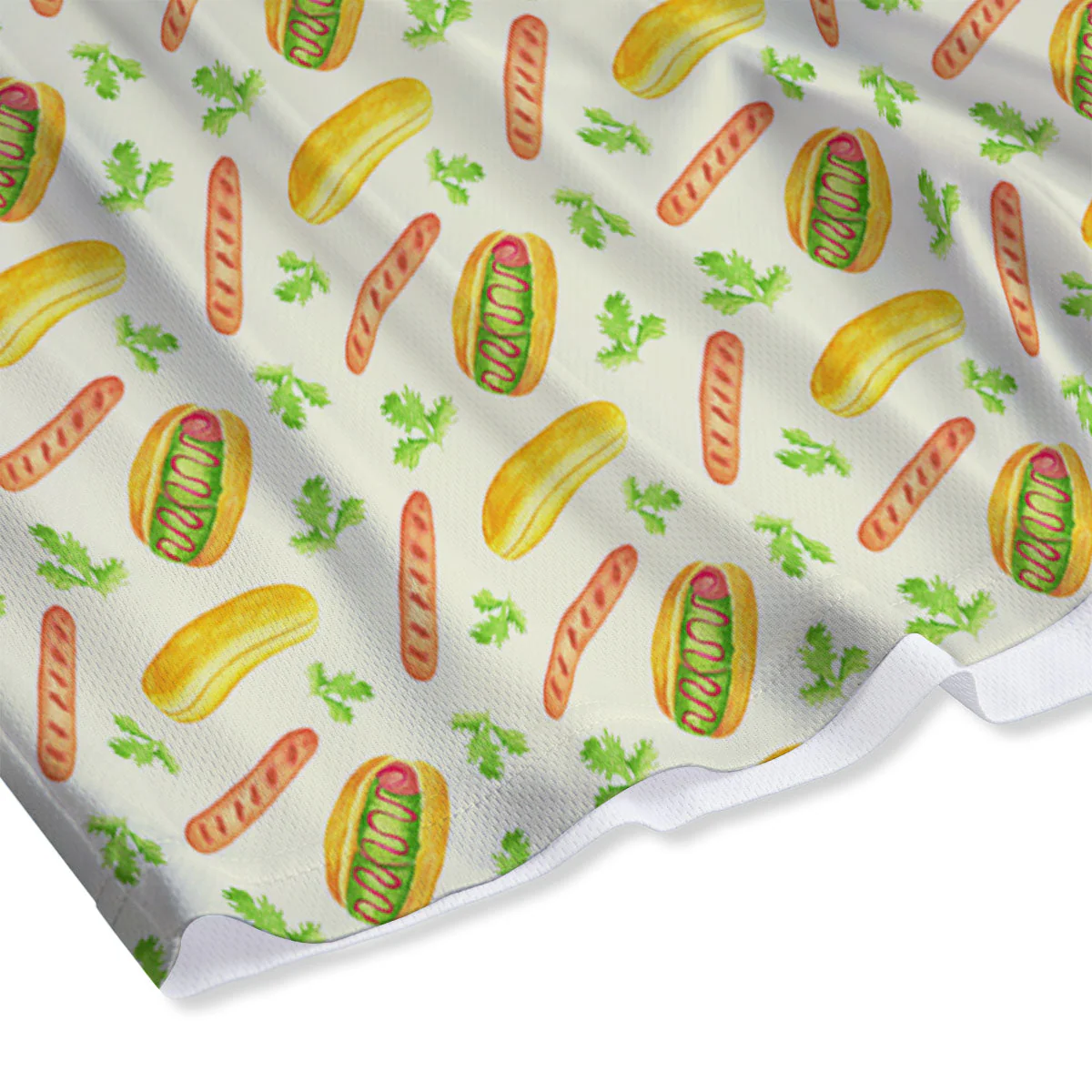Hot Dog Drawing Print Pattern Mesh Shorts - Image 4