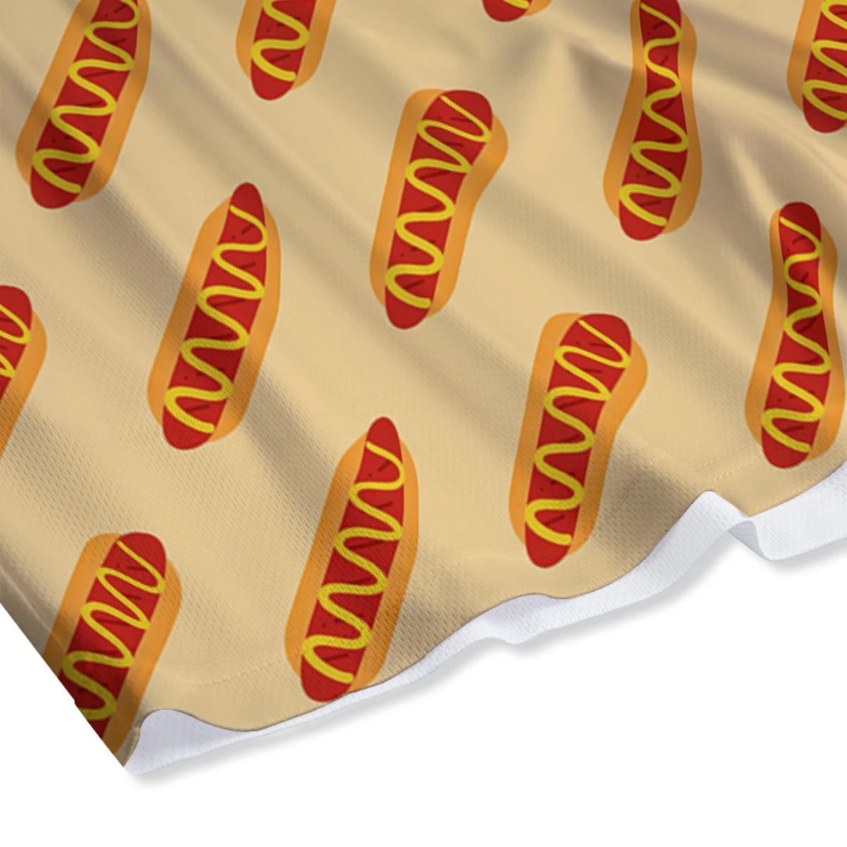 Hot Dog Yellow Print Pattern Mesh Shorts - Image 4