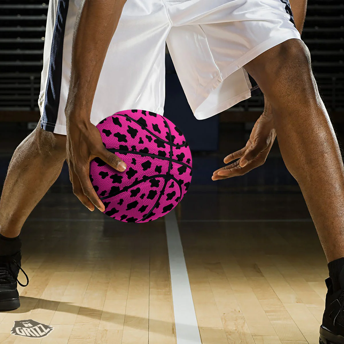 Hot Pink And Black Cow Print Basketball - Image 3