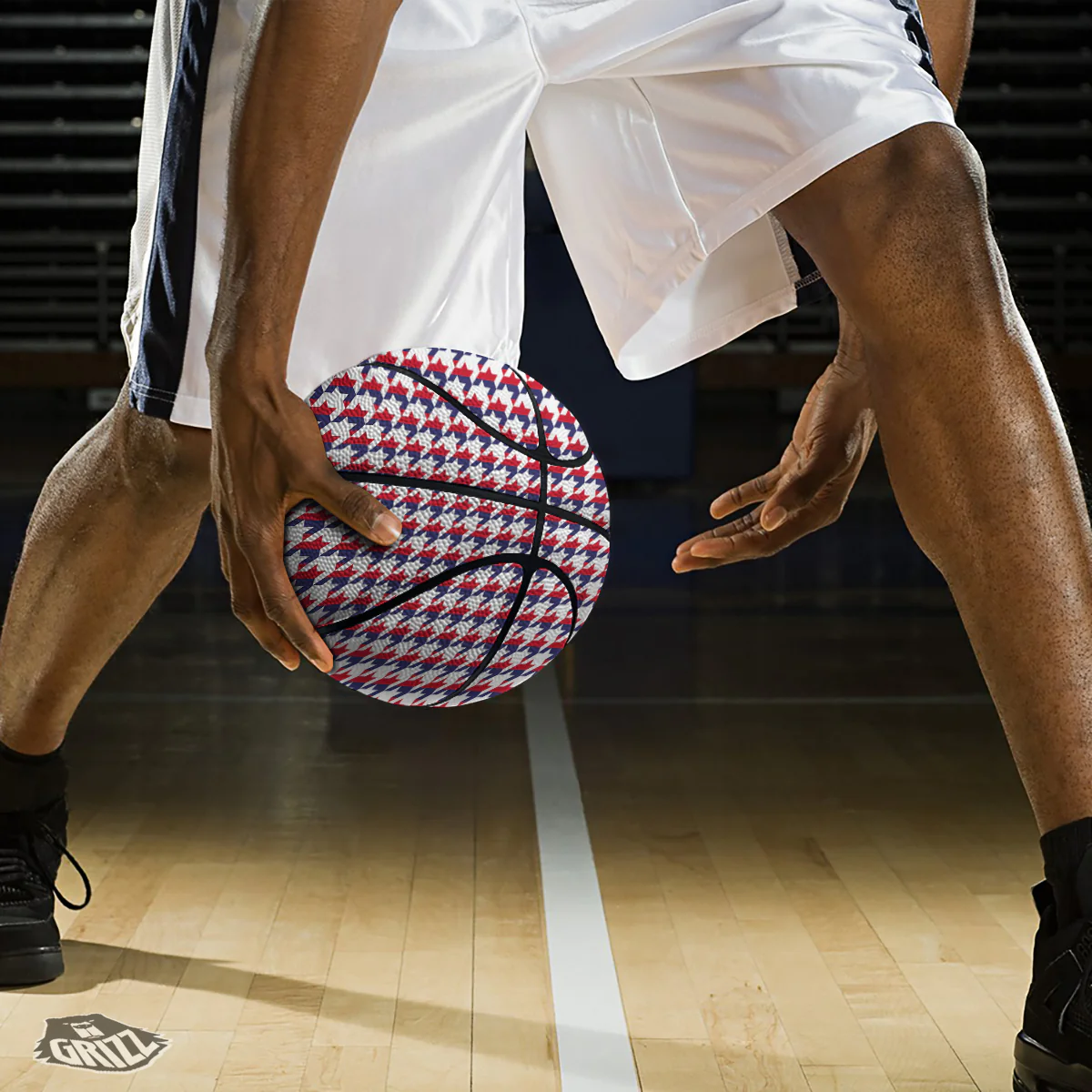 Houndstooth American Print Pattern Basketball - Image 3