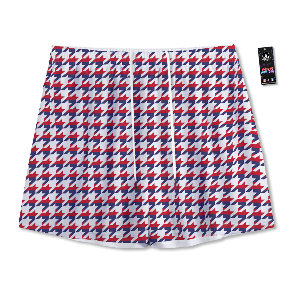 Houndstooth American Print Pattern Mesh Shorts