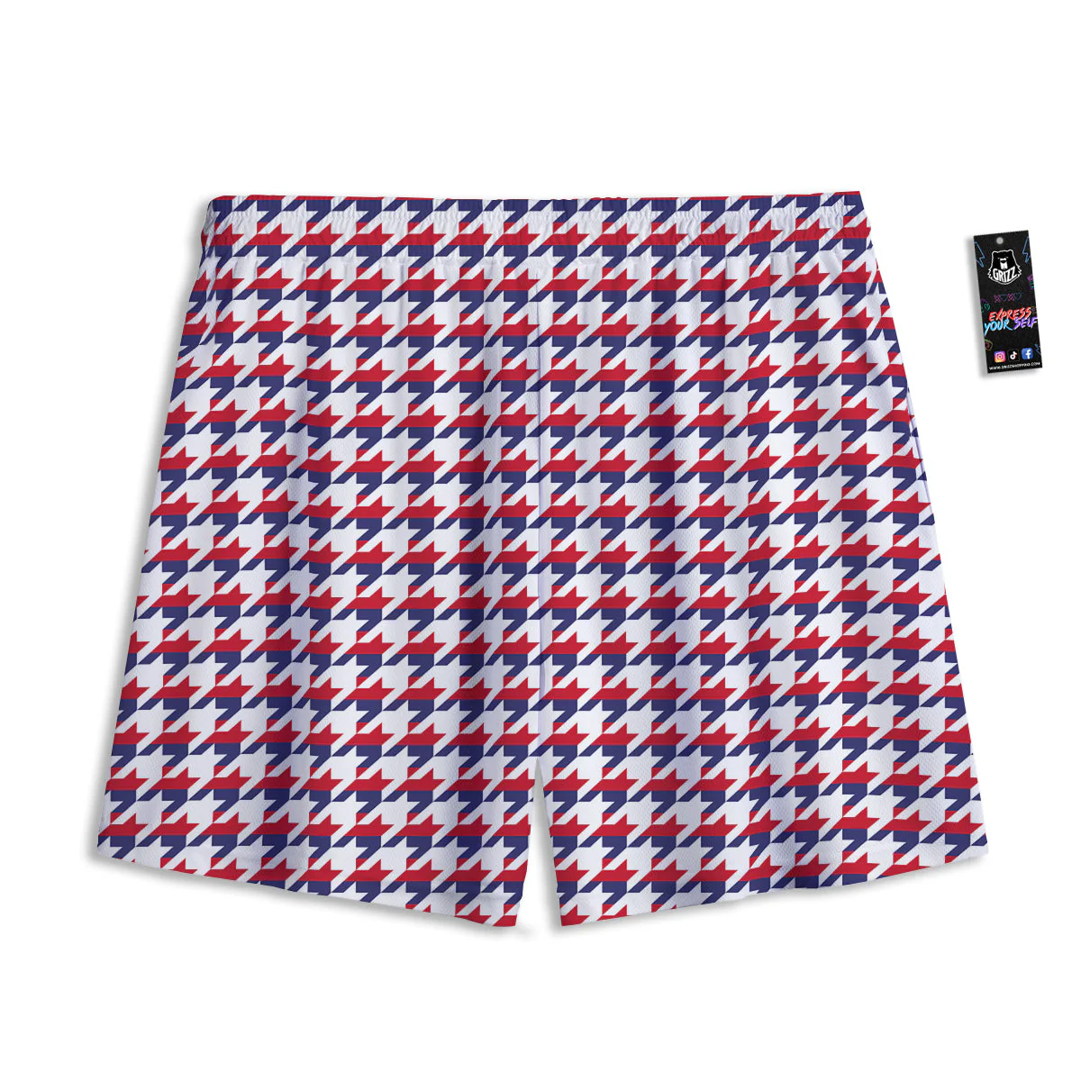 Houndstooth American Print Pattern Mesh Shorts - Image 2