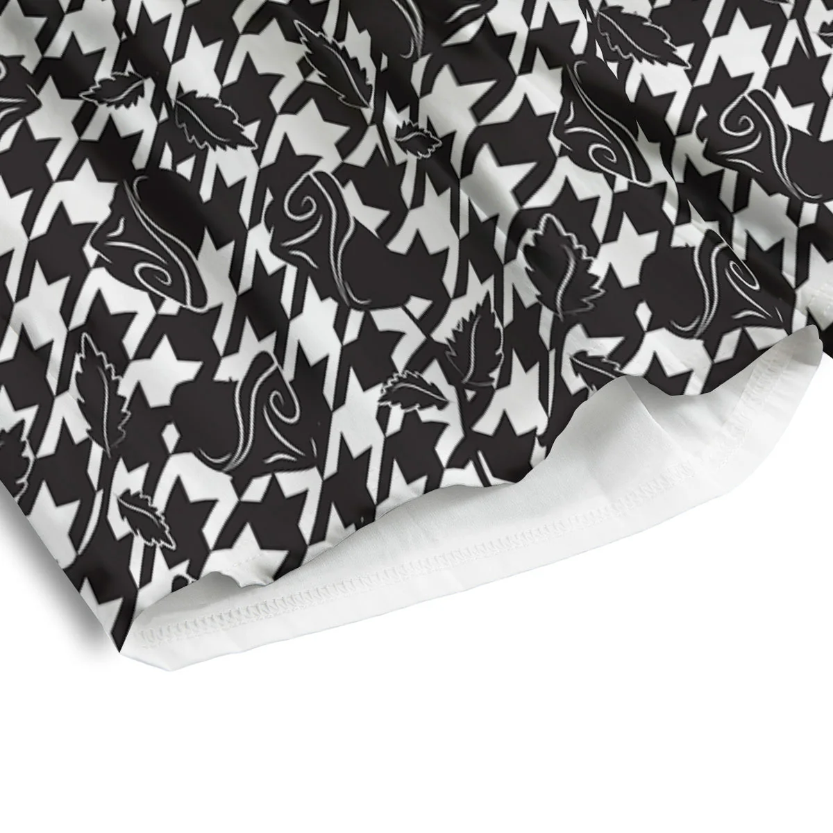 Houndstooth And Black Rose Print Pattern Men's Athletic Shorts - Image 4
