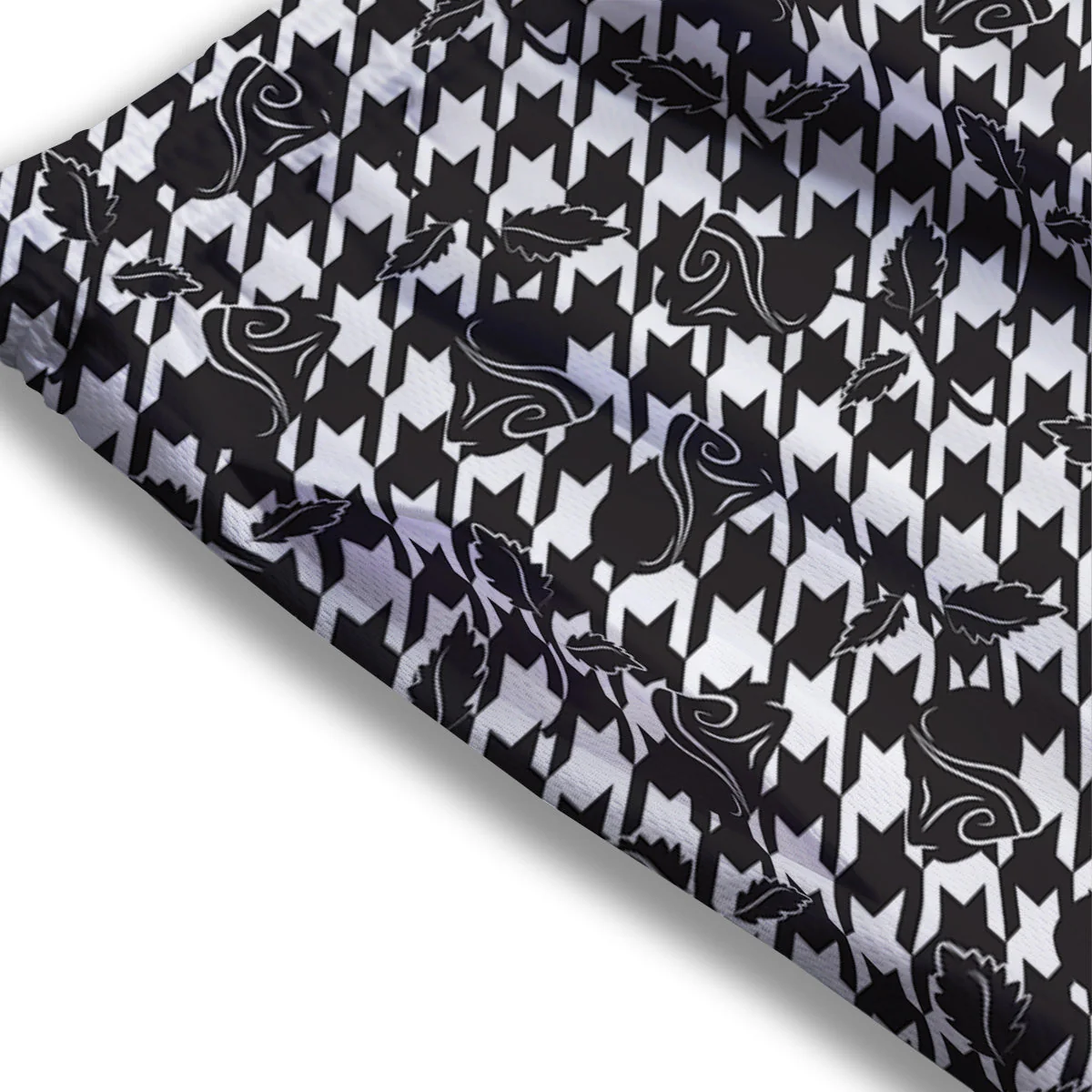 Houndstooth And Black Rose Print Pattern Mesh Shorts - Image 3