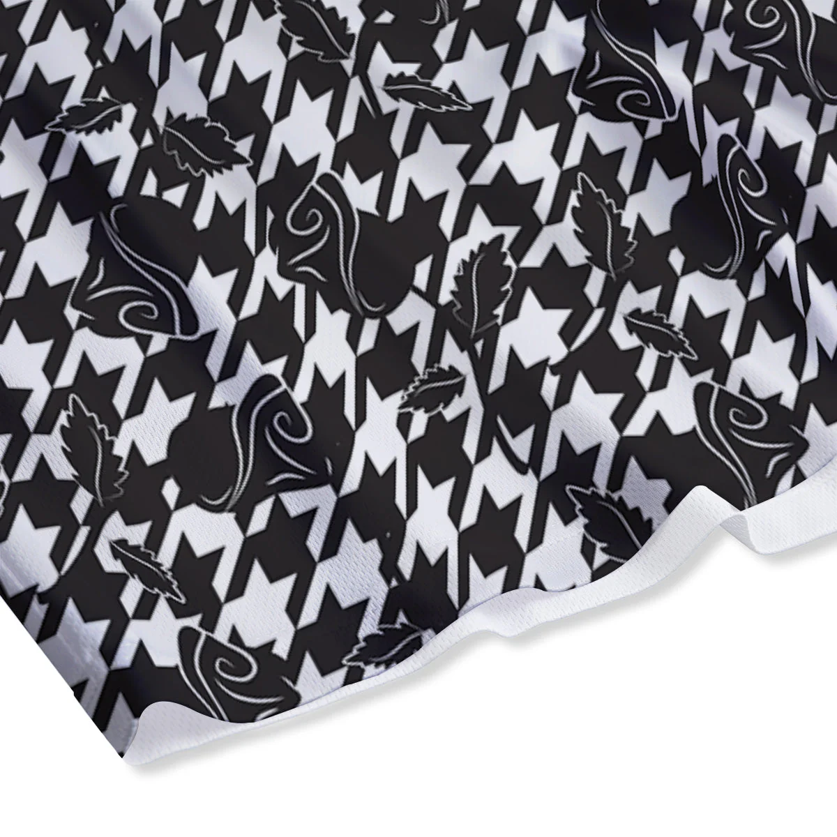 Houndstooth And Black Rose Print Pattern Mesh Shorts - Image 4