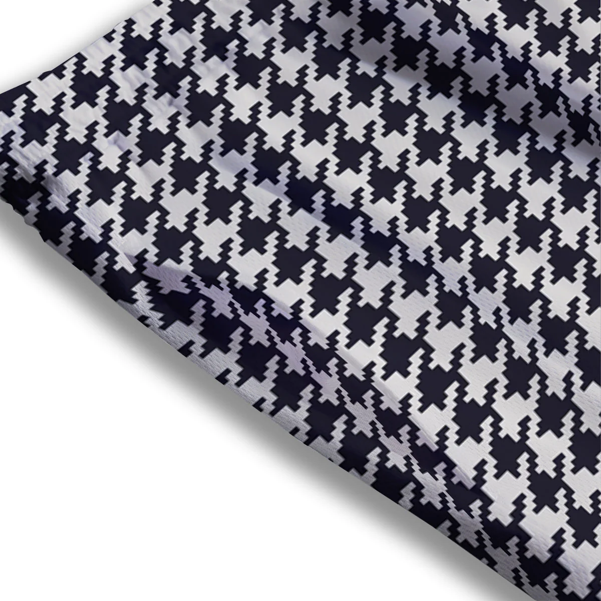 Houndstooth Black Pixel Print Pattern Mesh Shorts - Image 3
