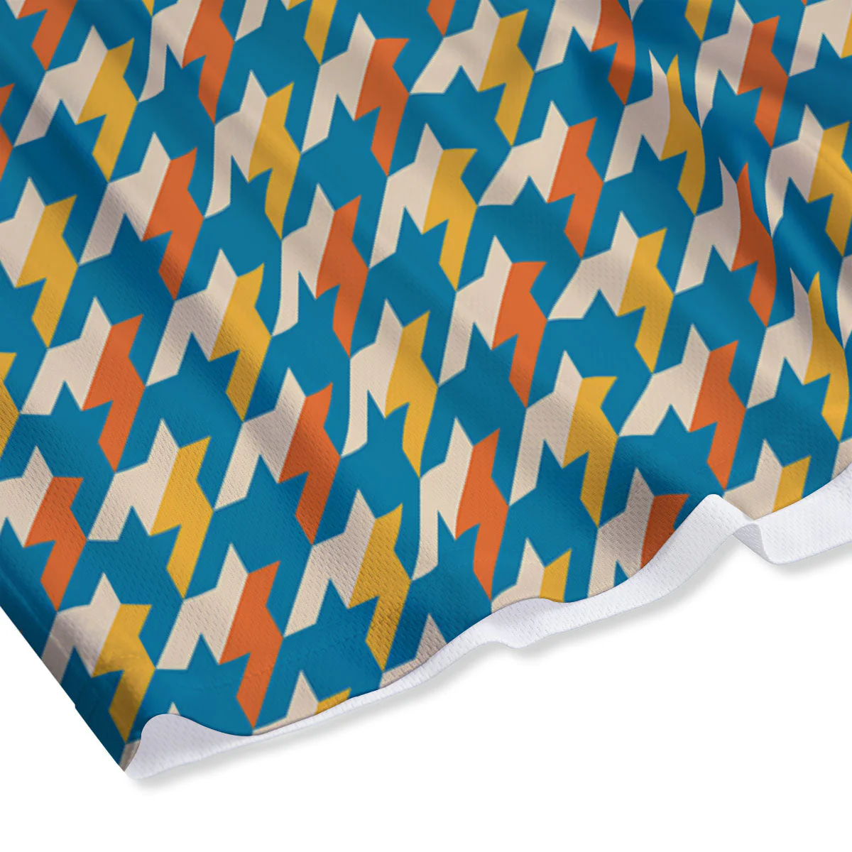 Houndstooth Blue And Orange Print Mesh Shorts - Image 4