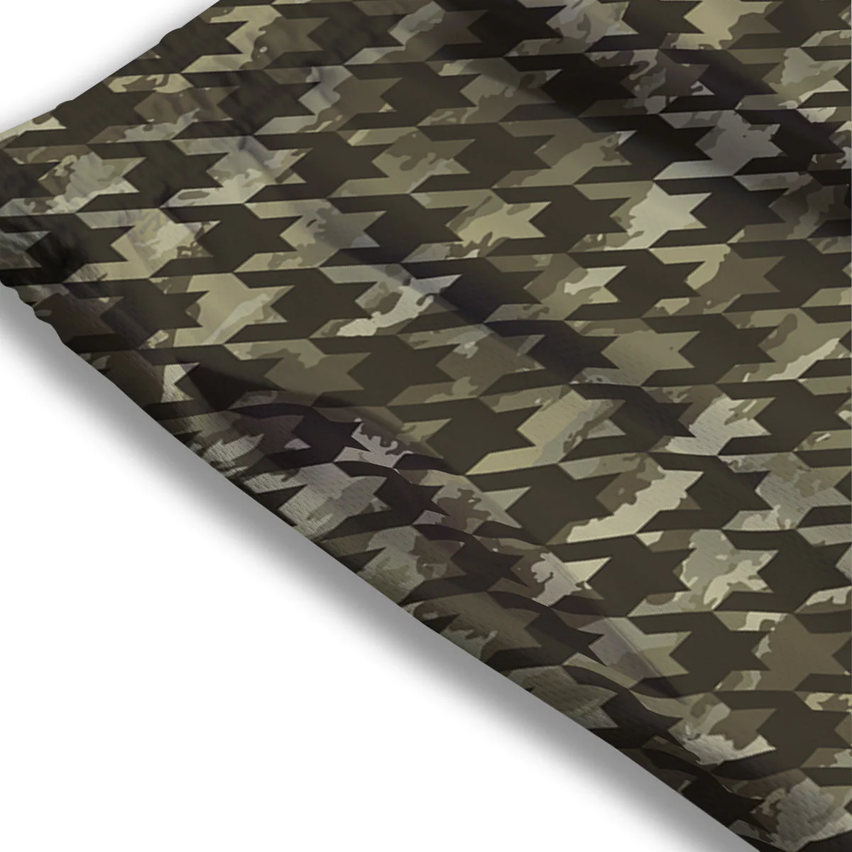 Houndstooth Camouflage Green Print Pattern Mesh Shorts - Image 3