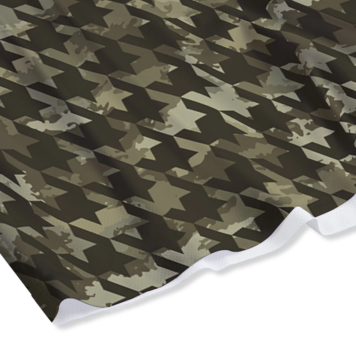 Houndstooth Camouflage Green Print Pattern Mesh Shorts - Image 4