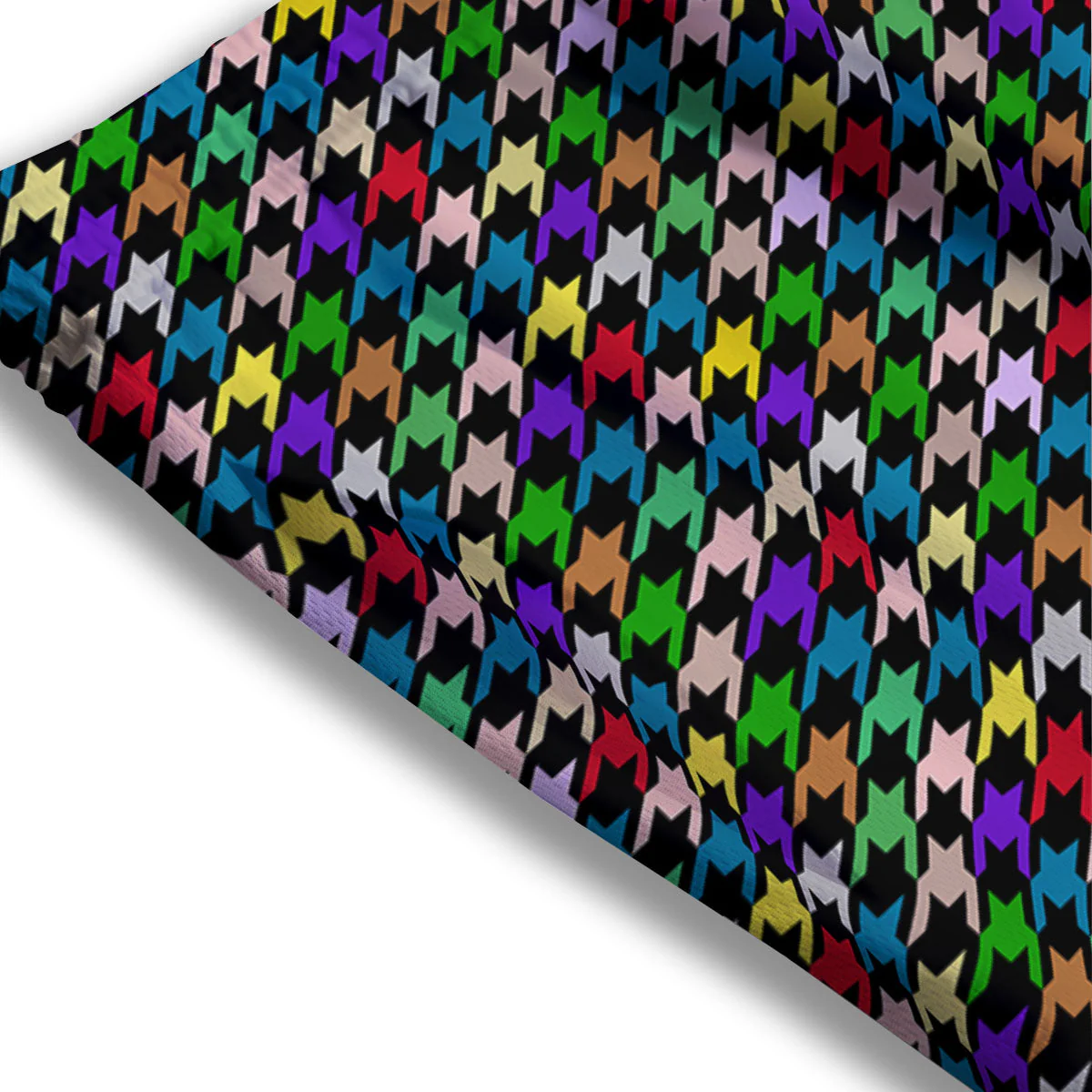 Houndstooth Colorful Print Pattern Mesh Shorts - Image 3