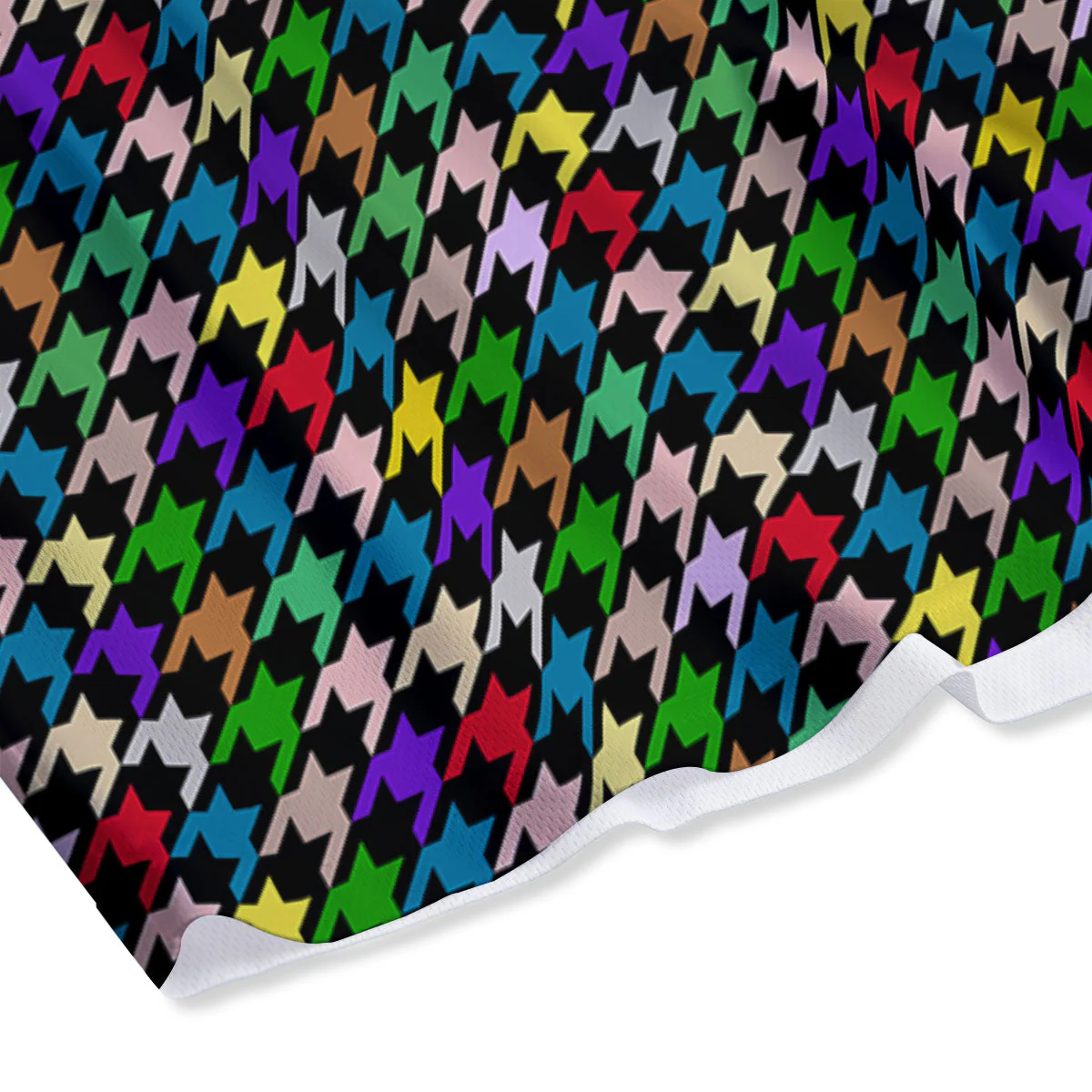 Houndstooth Colorful Print Pattern Mesh Shorts - Image 4