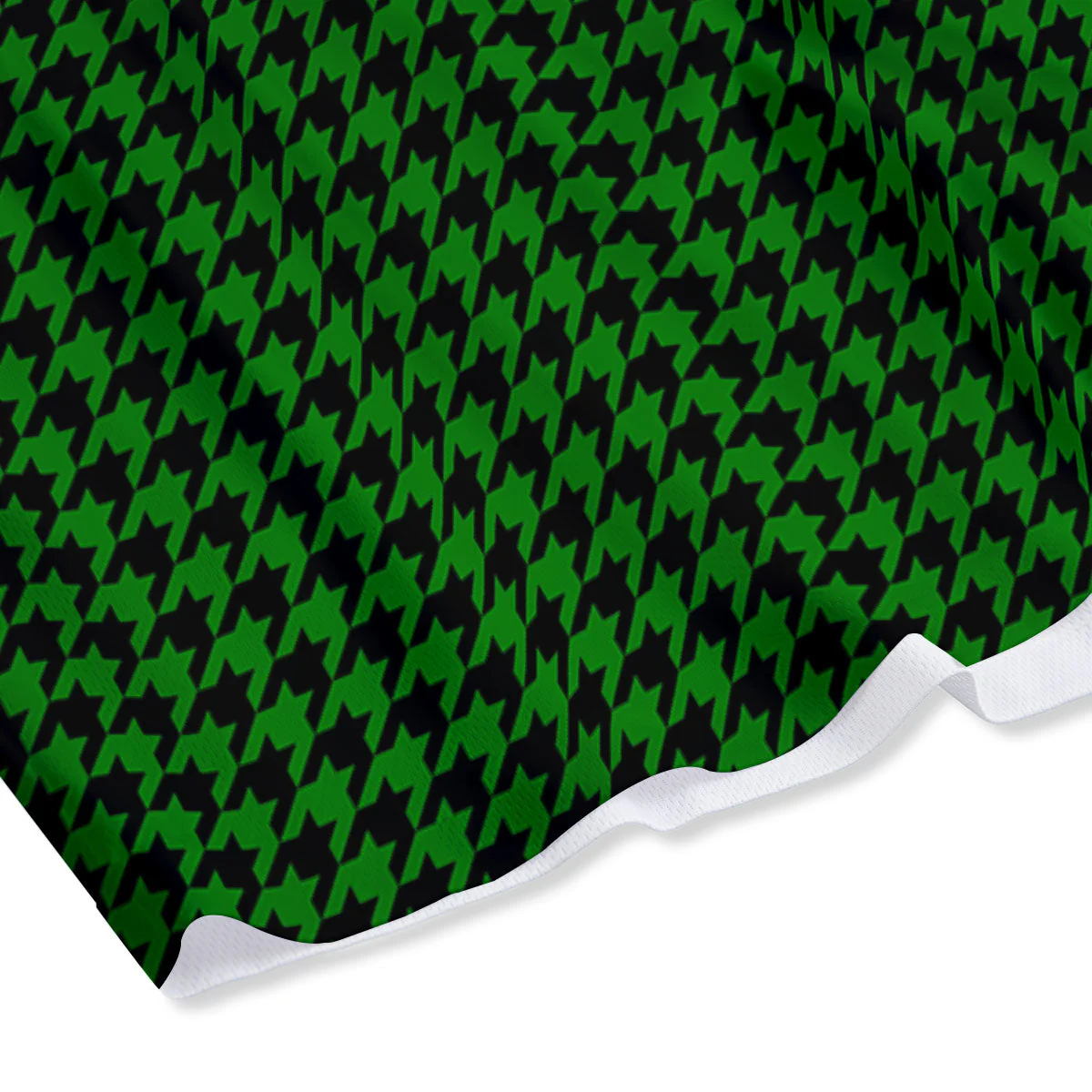 Houndstooth Deep Green Print Pattern Mesh Shorts - Image 4