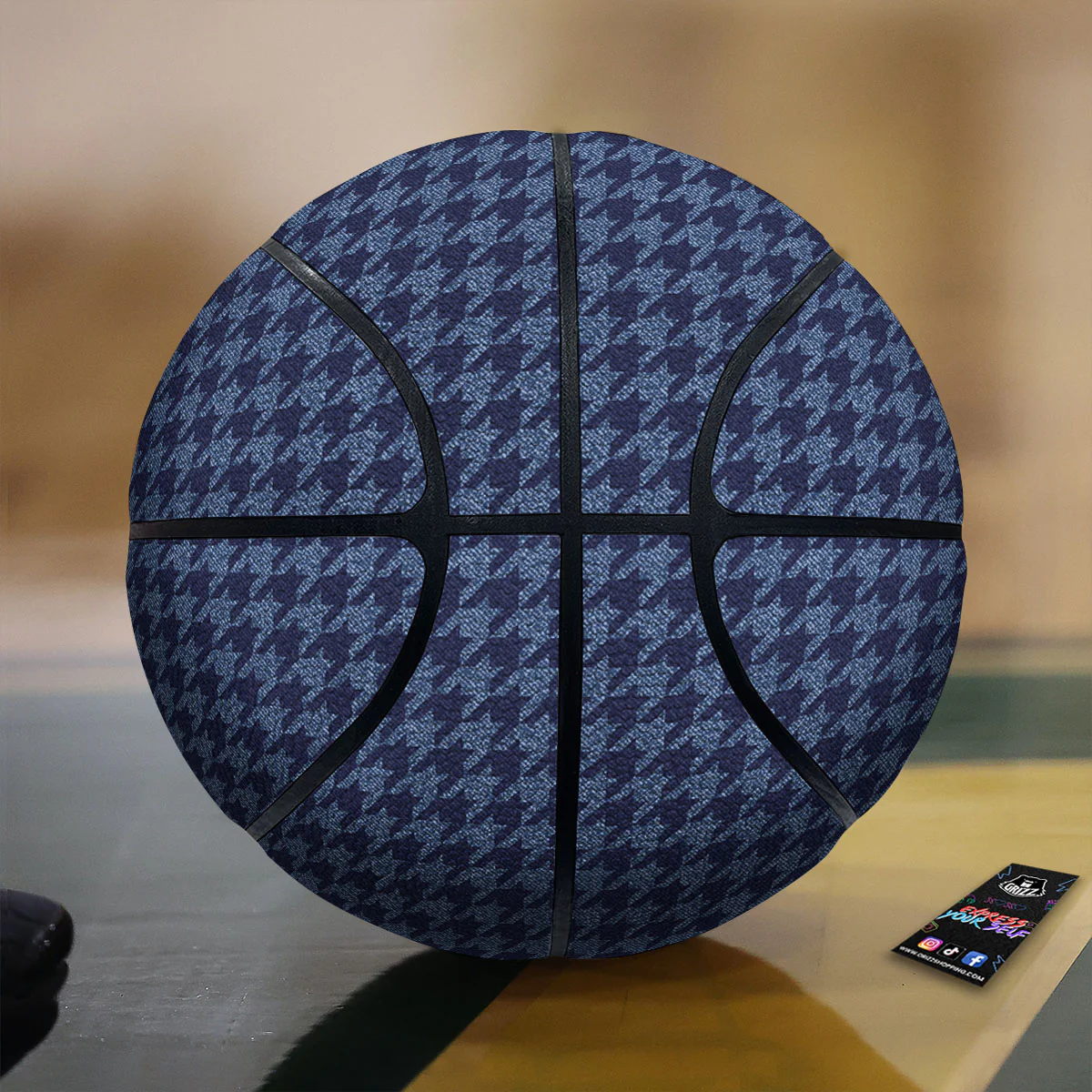 Houndstooth Denim Print Pattern Basketball