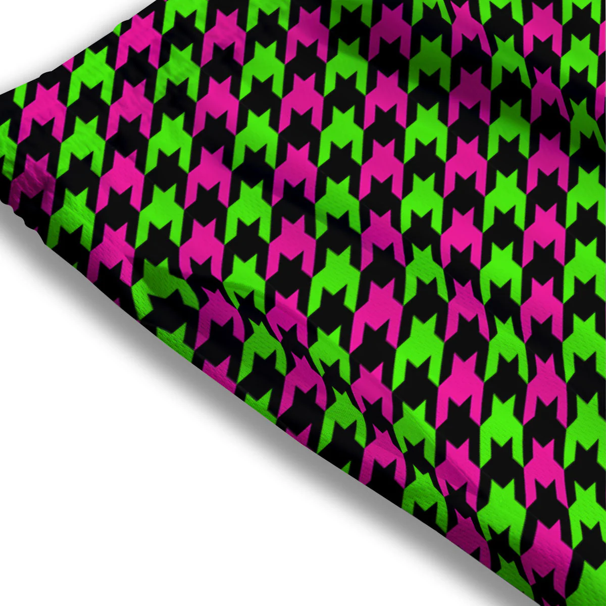 Houndstooth Green And Pink Print Pattern Mesh Shorts - Image 3