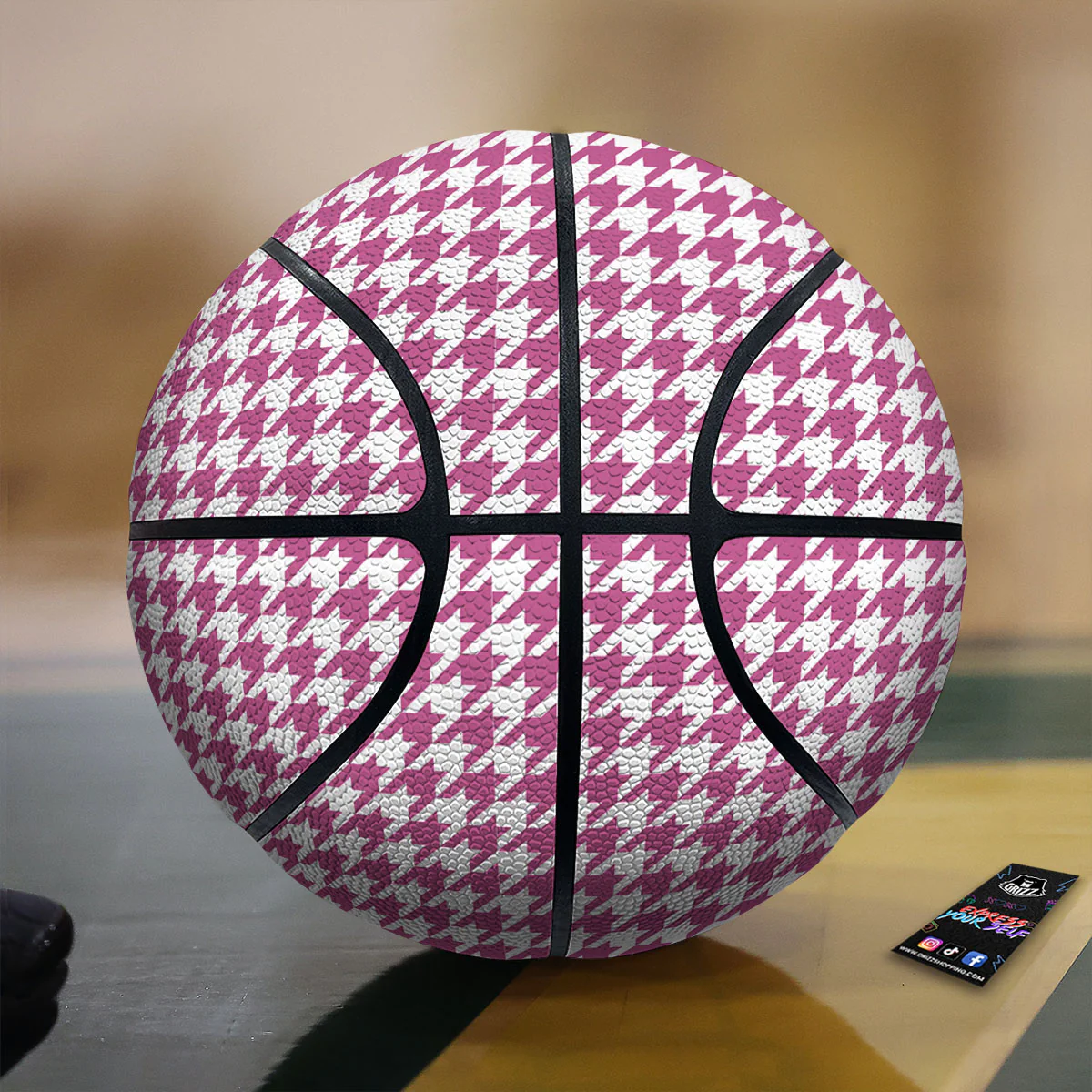Houndstooth Pink Print Pattern Basketball