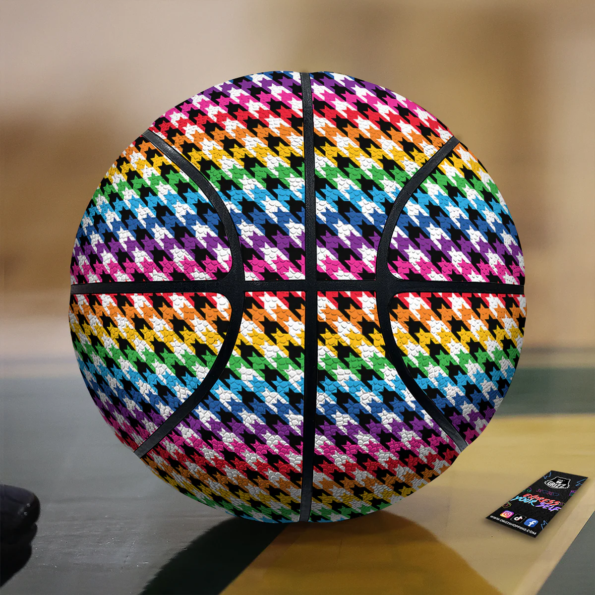 Houndstooth Rainbow Pride Print Pattern Basketball