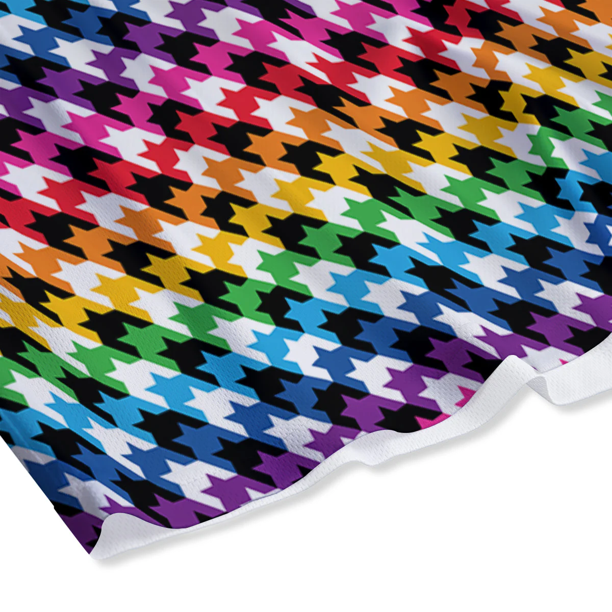 Houndstooth Rainbow Pride Print Pattern Mesh Shorts - Image 4