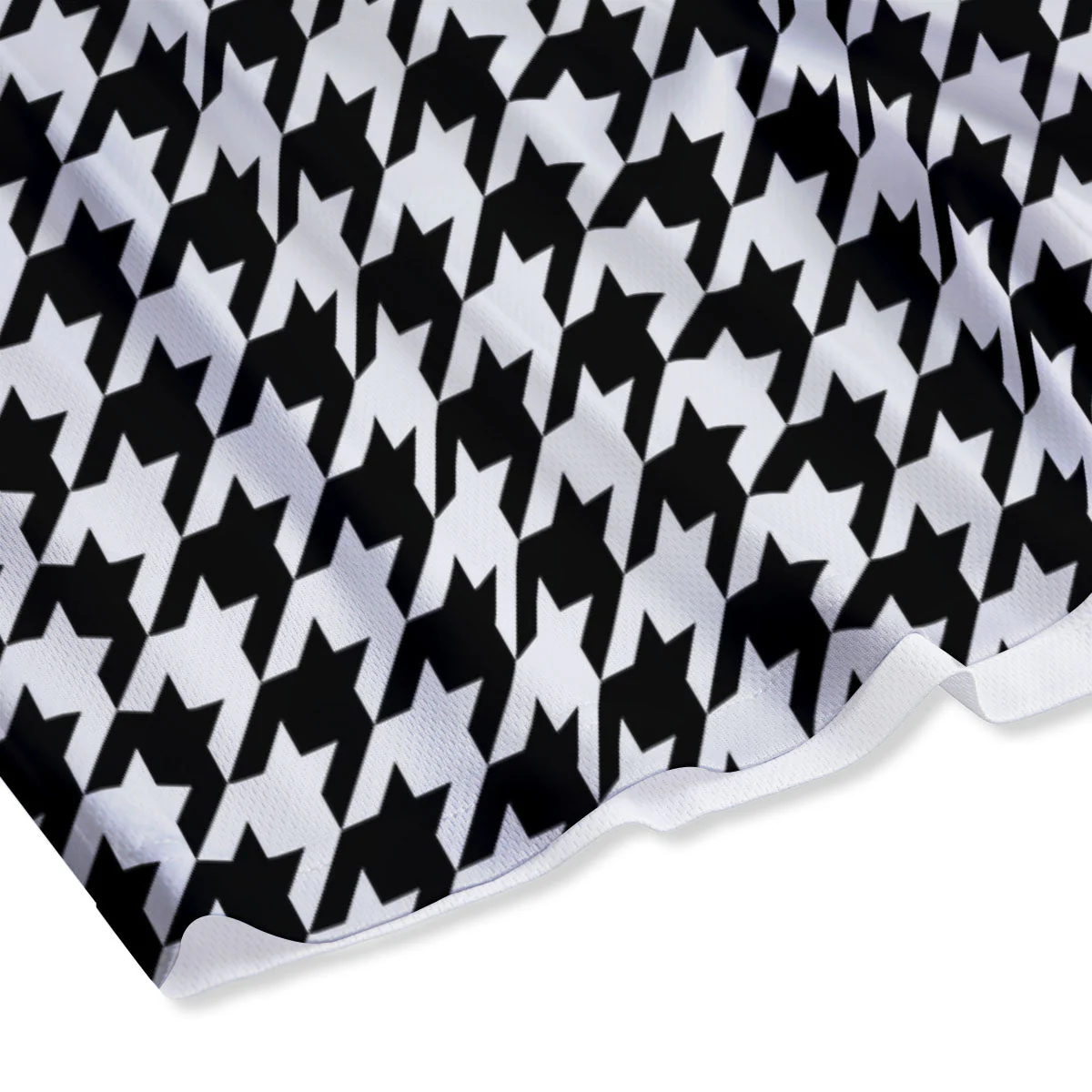Houndstooth White And Black Print Mesh Shorts - Image 4