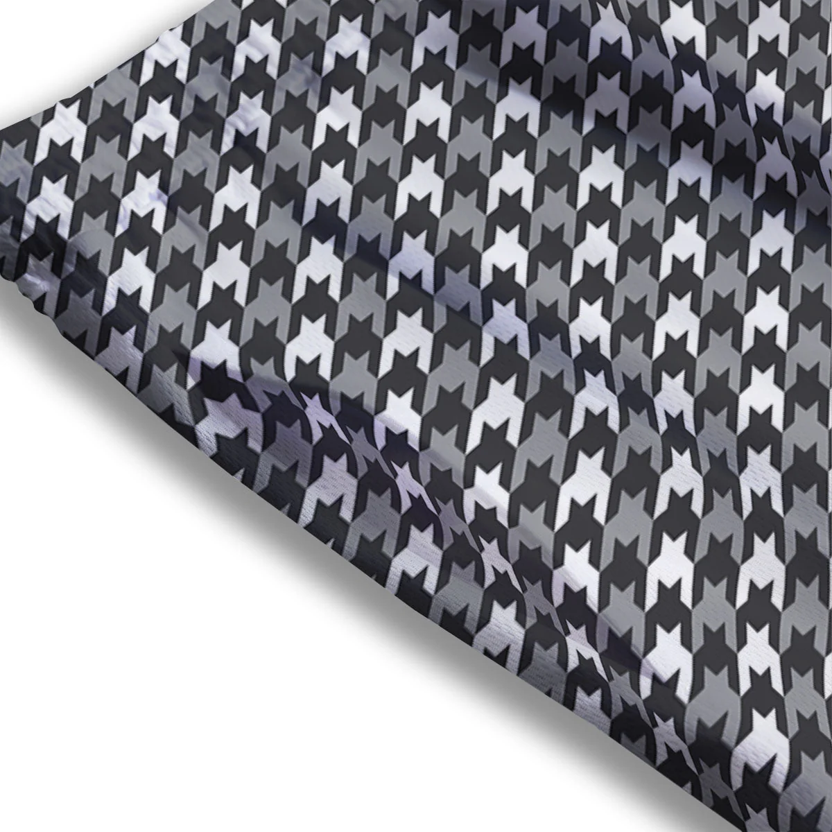 Houndstooth White And Grey Print Pattern Mesh Shorts - Image 3