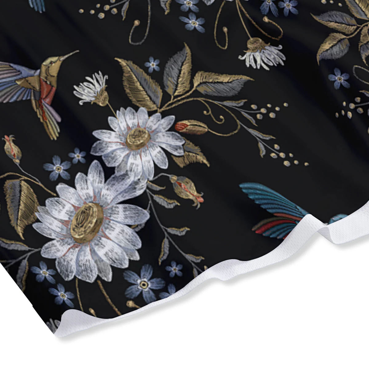 Hummingbird Floral Vintage Print Pattern Mesh Shorts - Image 4