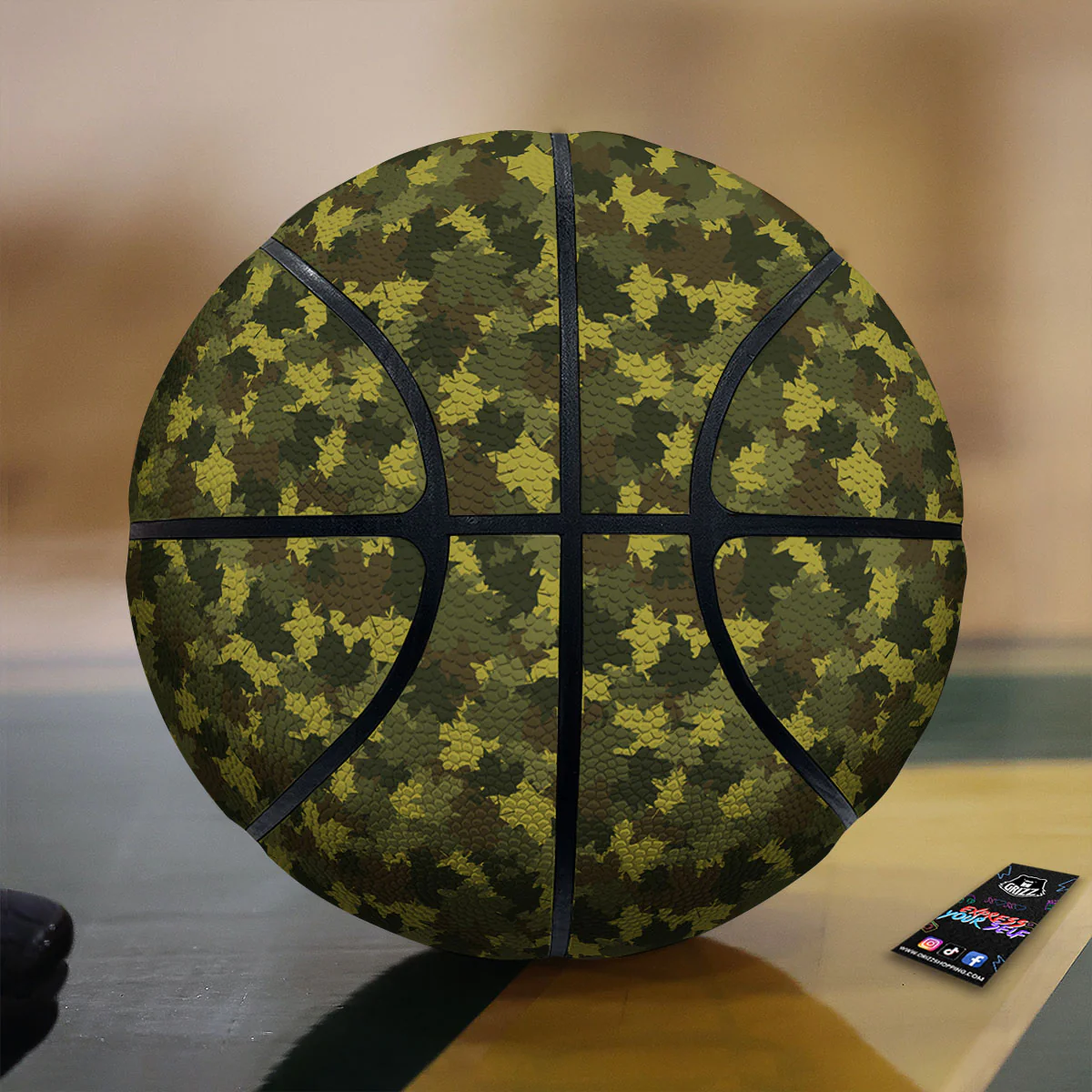 Hunting Camouflage Fall Leaves Print Basketball