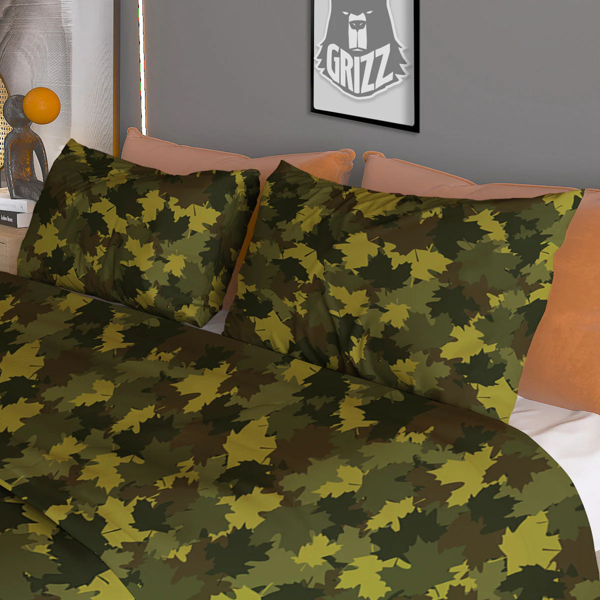 Hunting Camouflage Fall Leaves Print Duvet Cover Bedding Set - Image 3