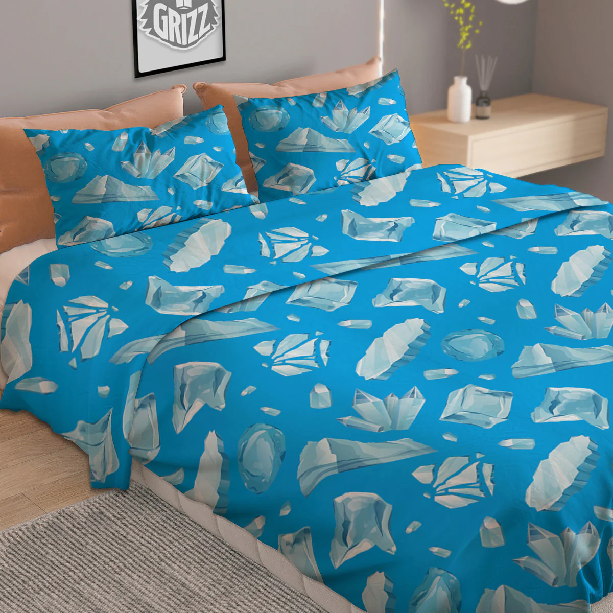 Ice Caps Snowdrifts And Icicles Print Pattern Duvet Cover Bedding Set - Image 2