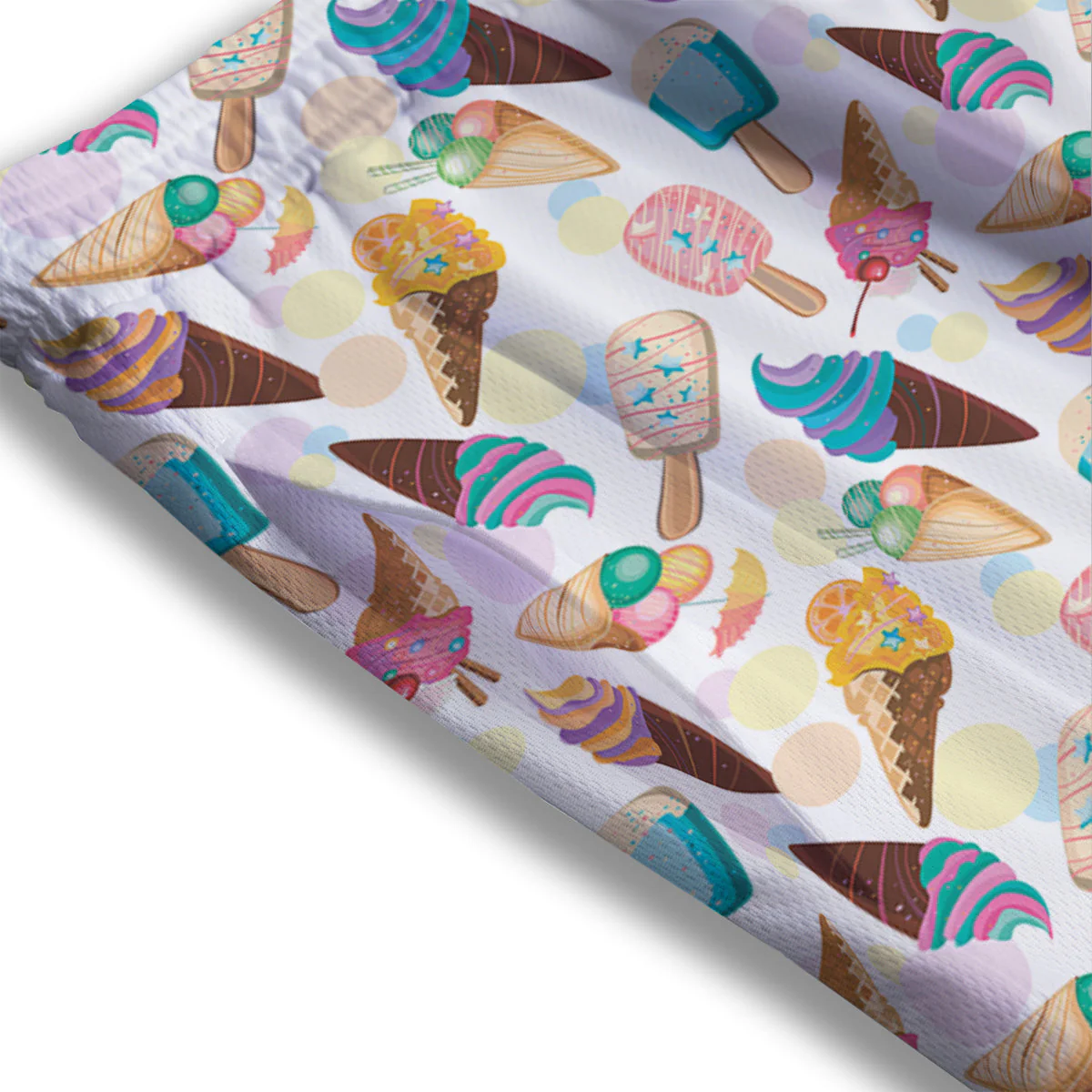 Ice Cream Cones Pastel Print Pattern Mesh Shorts - Image 3