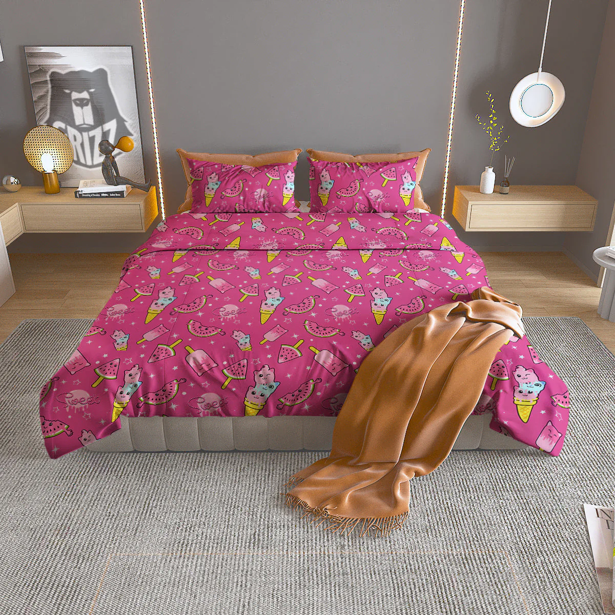 Ice Cream Cute Print Pattern Duvet Cover Bedding Set