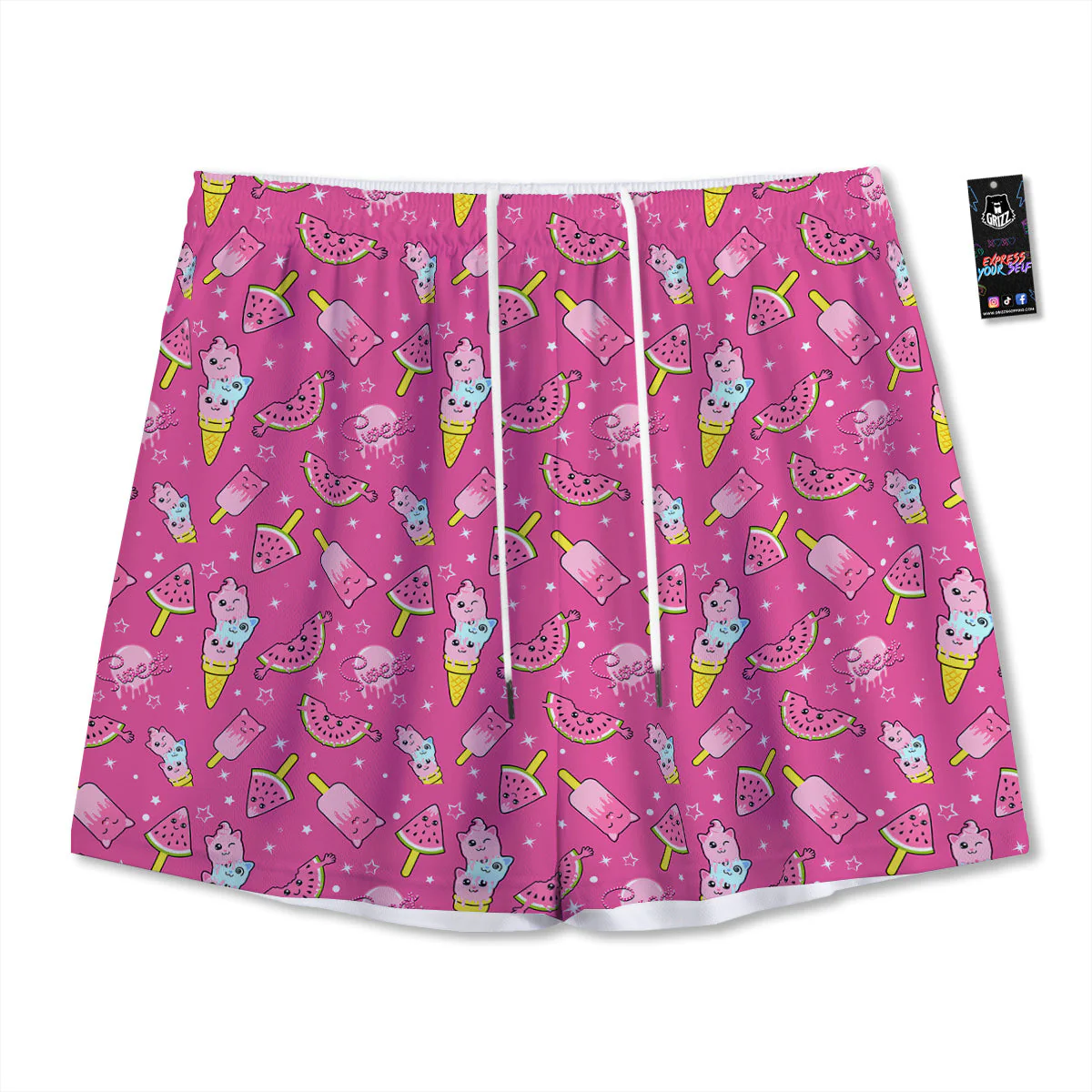 Ice Cream Cute Print Pattern Mesh Shorts