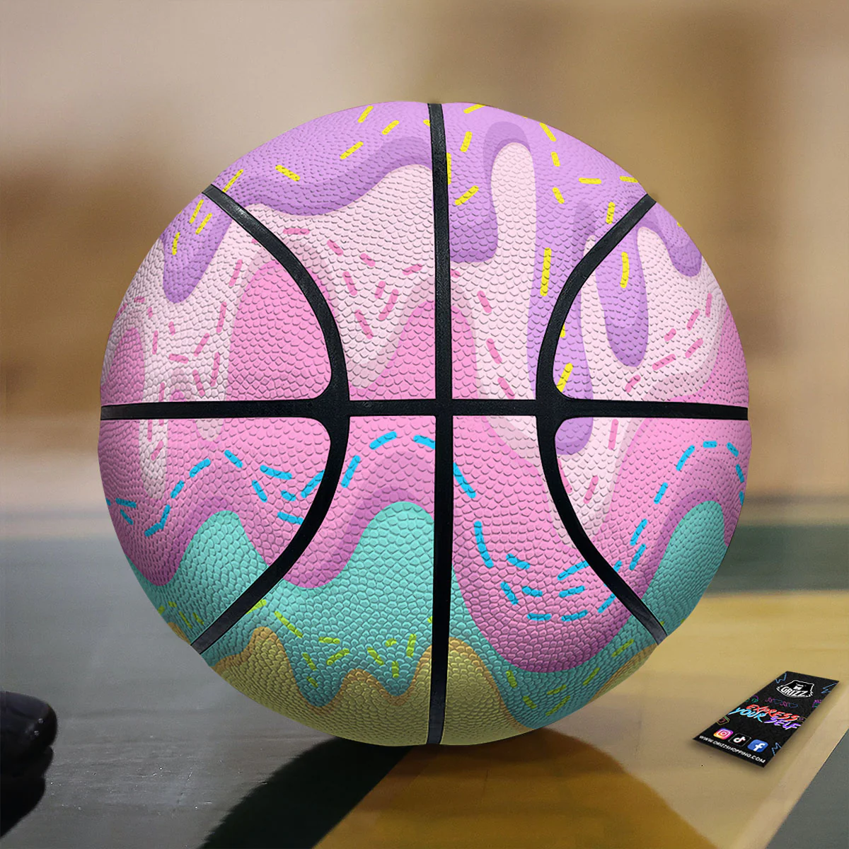 Ice Cream Dripping Pastel  Print Basketball