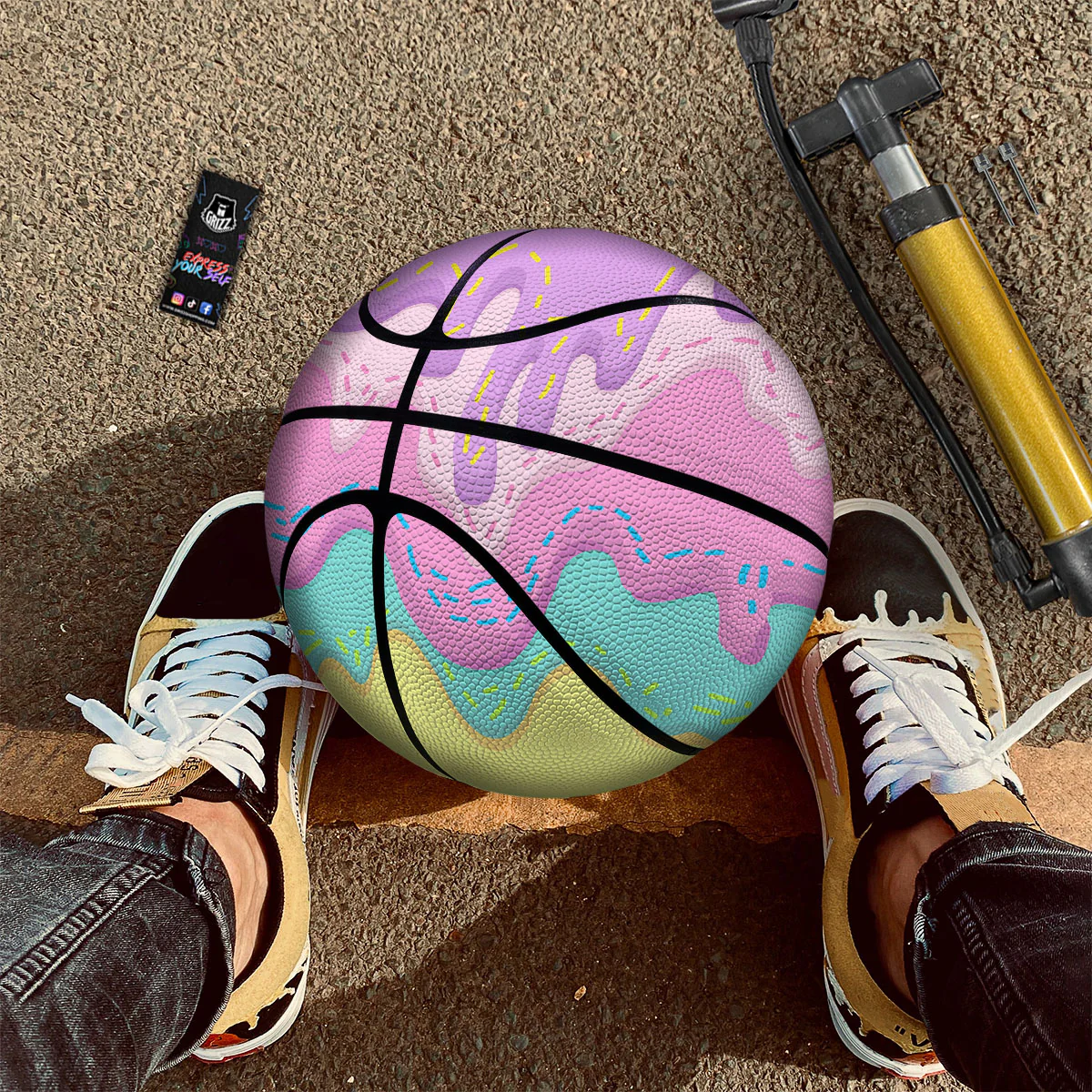 Ice Cream Dripping Pastel Print Basketball - Image 2