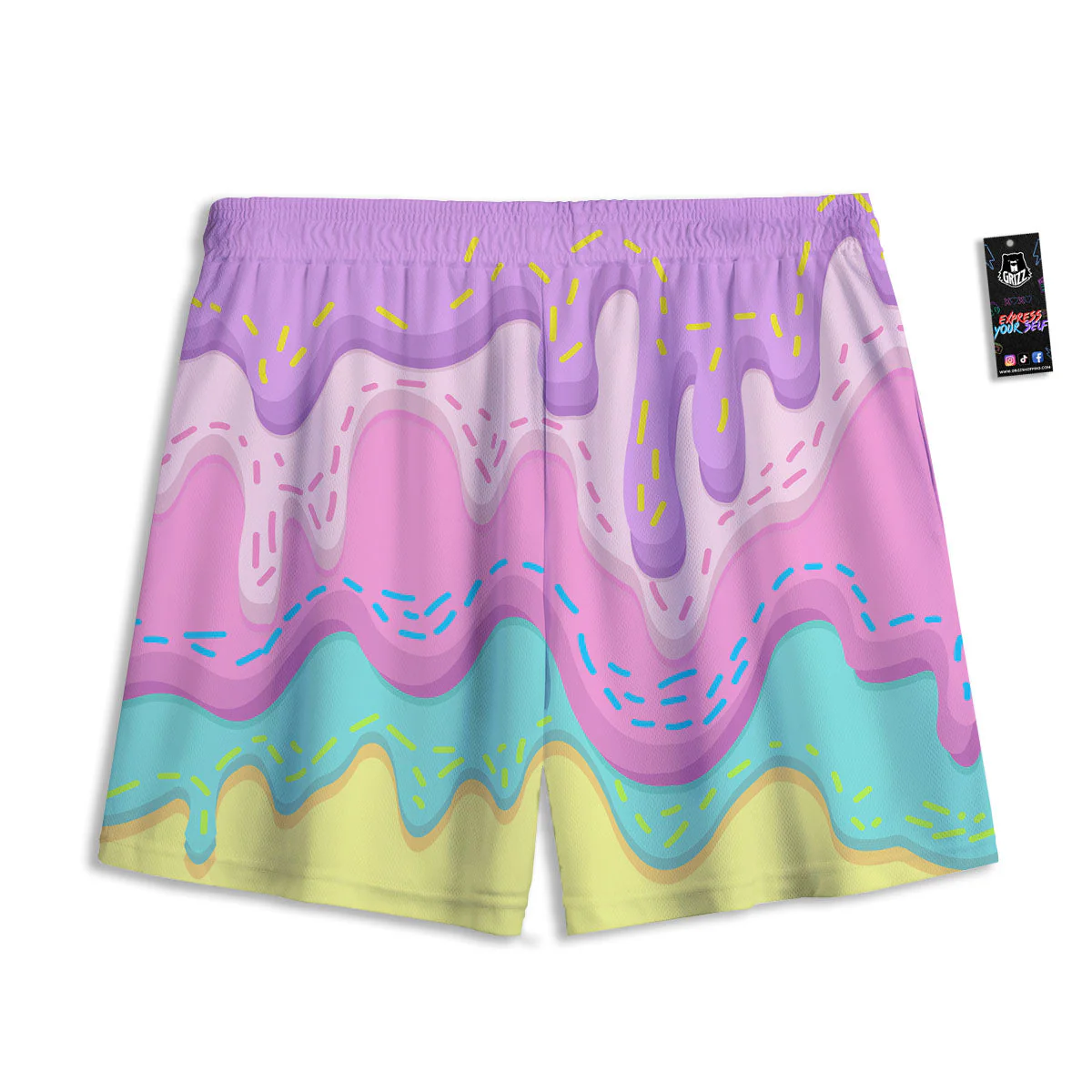 Ice Cream Dripping Pastel  Print Mesh Shorts - Image 2