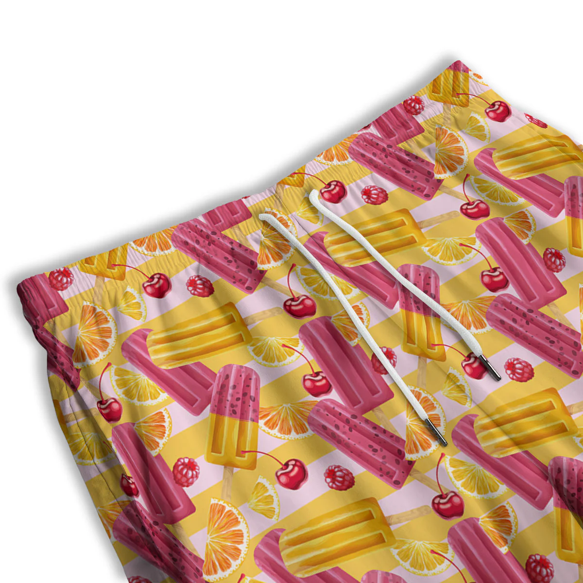Ice Cream Fruits And Berries Print Pattern Men's Athletic Shorts - Image 3