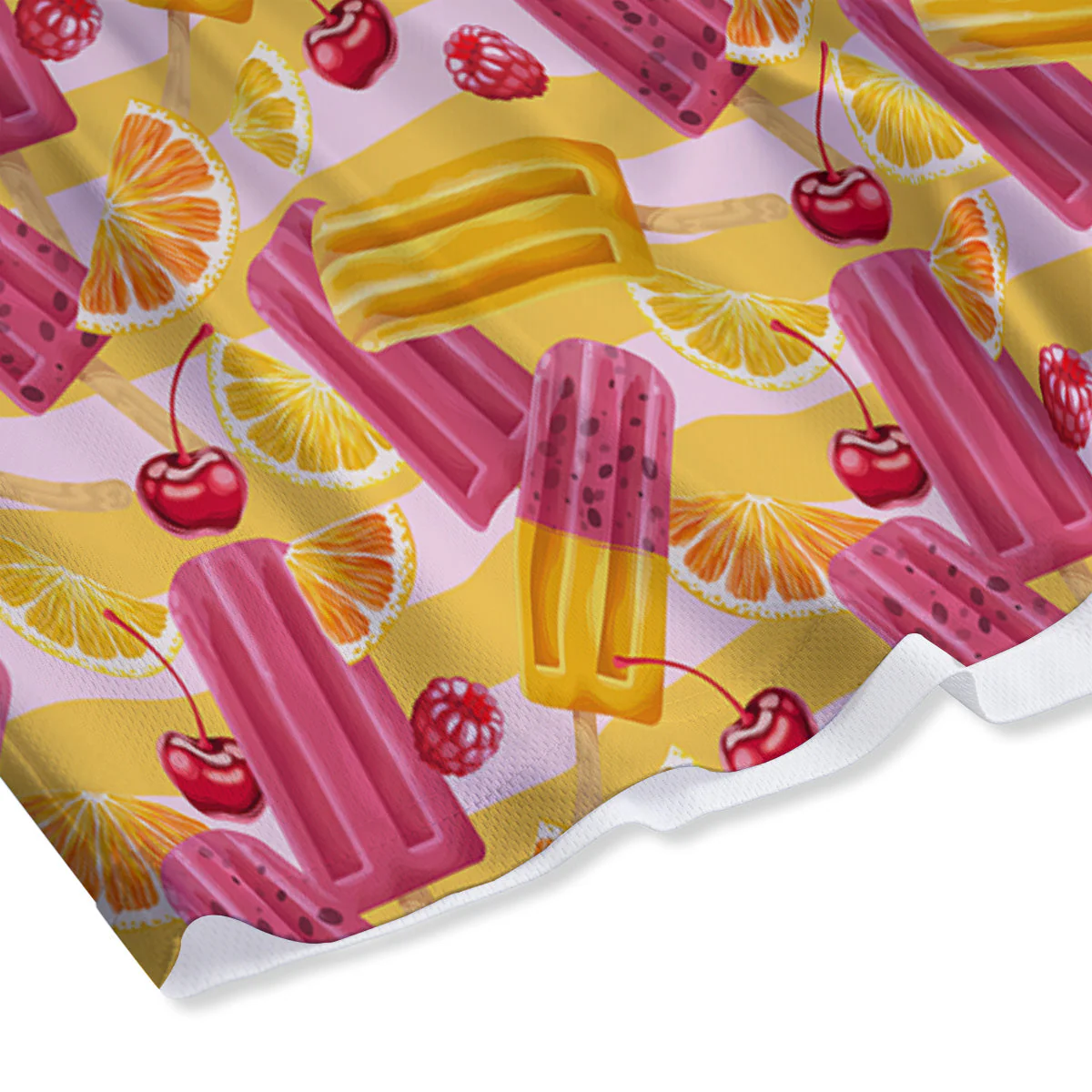 Ice Cream Fruits And Berries Print Pattern Mesh Shorts - Image 4