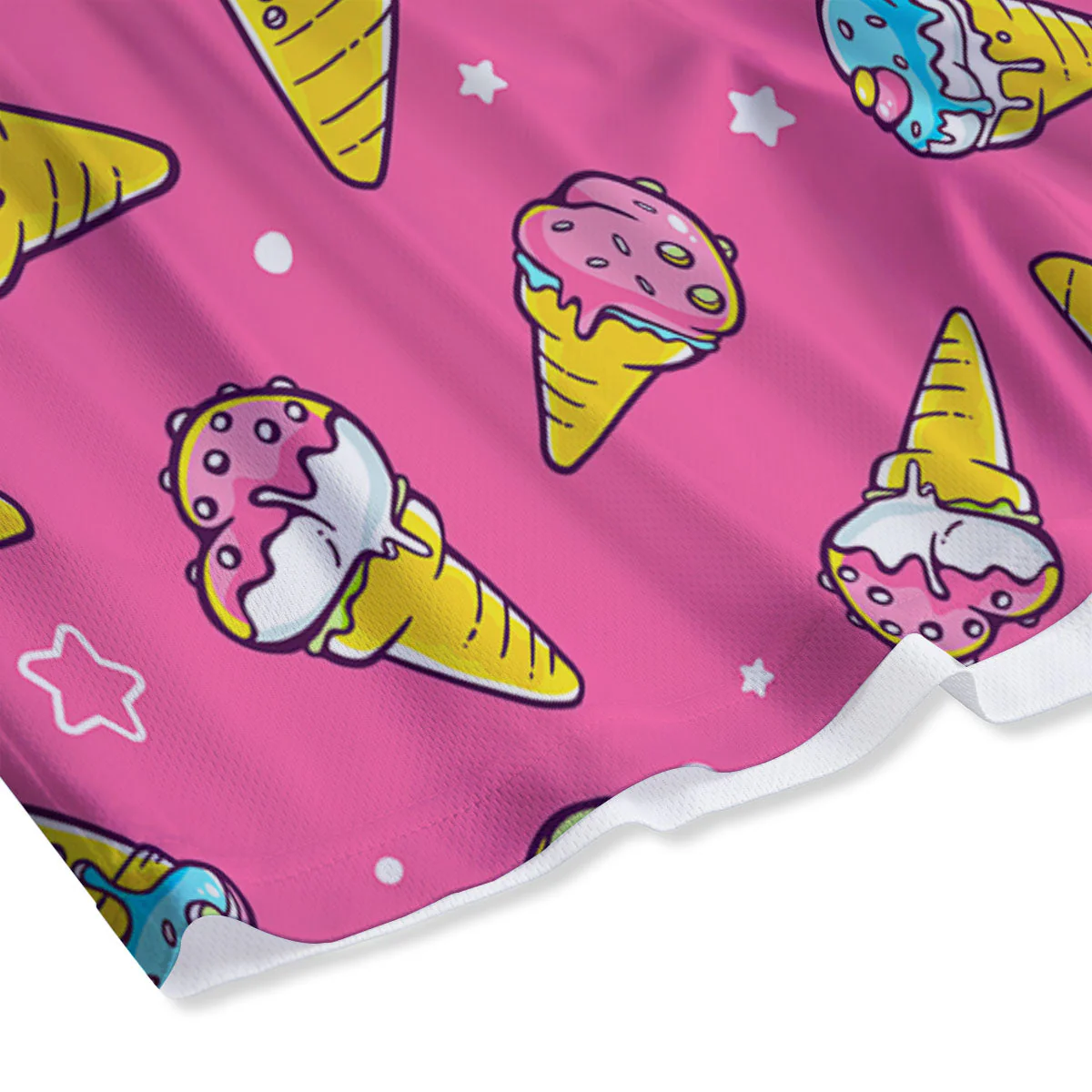 Ice Cream Pink Print Pattern Mesh Shorts - Image 4