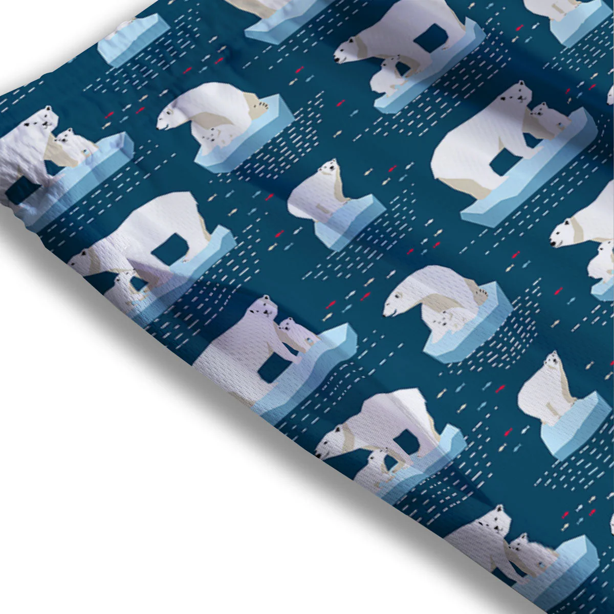 Ice Polar Bear Print Pattern Mesh Shorts - Image 3