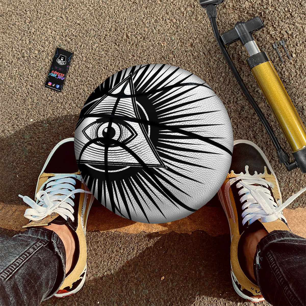 Illuminati White And Black Print Basketball - Image 2