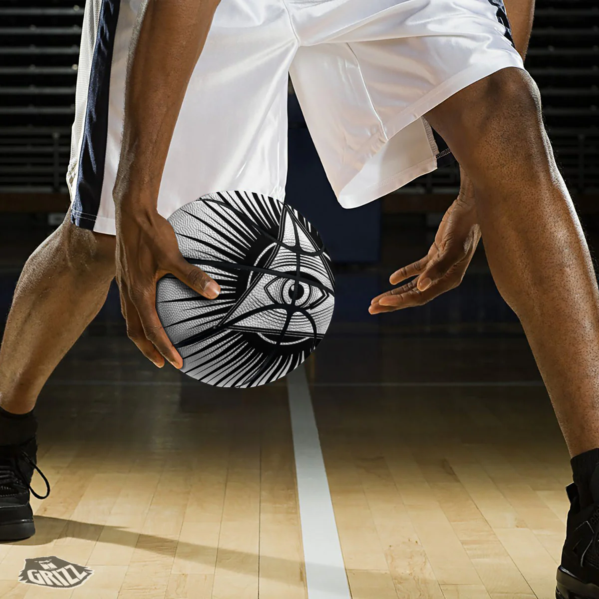 Illuminati White And Black Print Basketball - Image 3