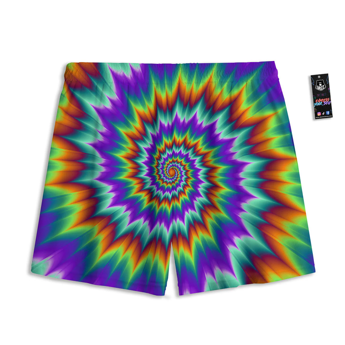 Illusion Optical Psychedelic Spiral Mesh Shorts - Image 2