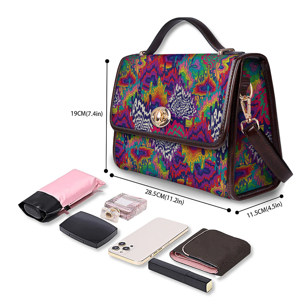 Illusion Psychedelic Print Pattern Women's Satchel Bag - Image 4