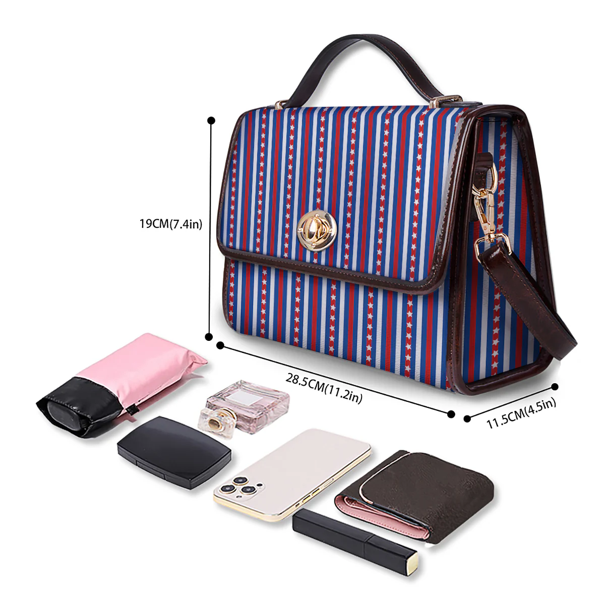 Independence Day USA Print Pattern Women's Satchel Bag - Image 4