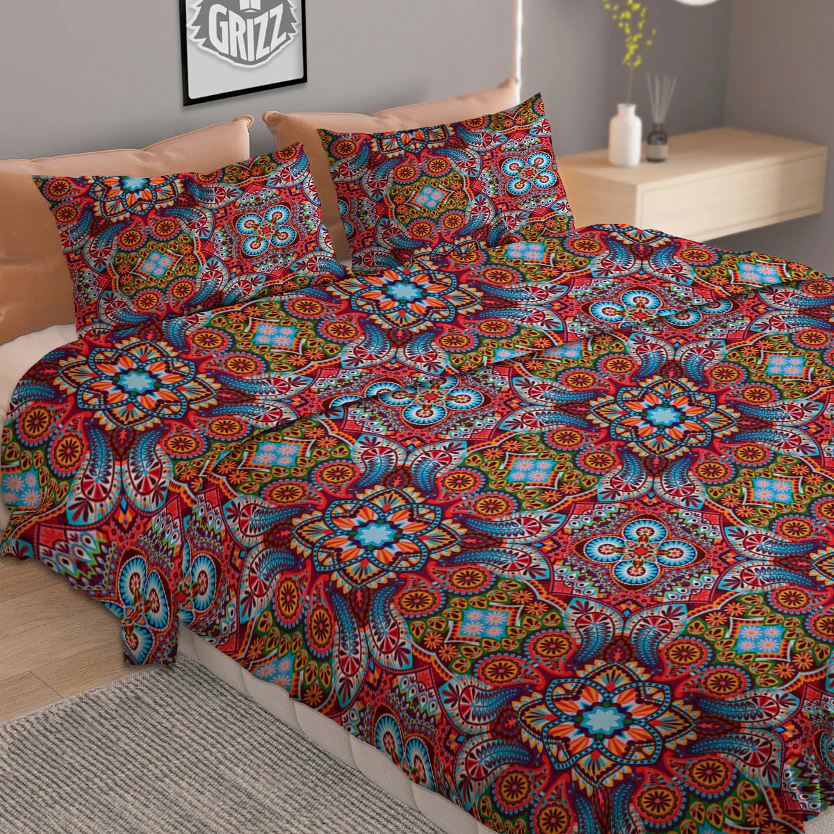 India Paisley Colorful Print Pattern Duvet Cover Bedding Set - Image 2