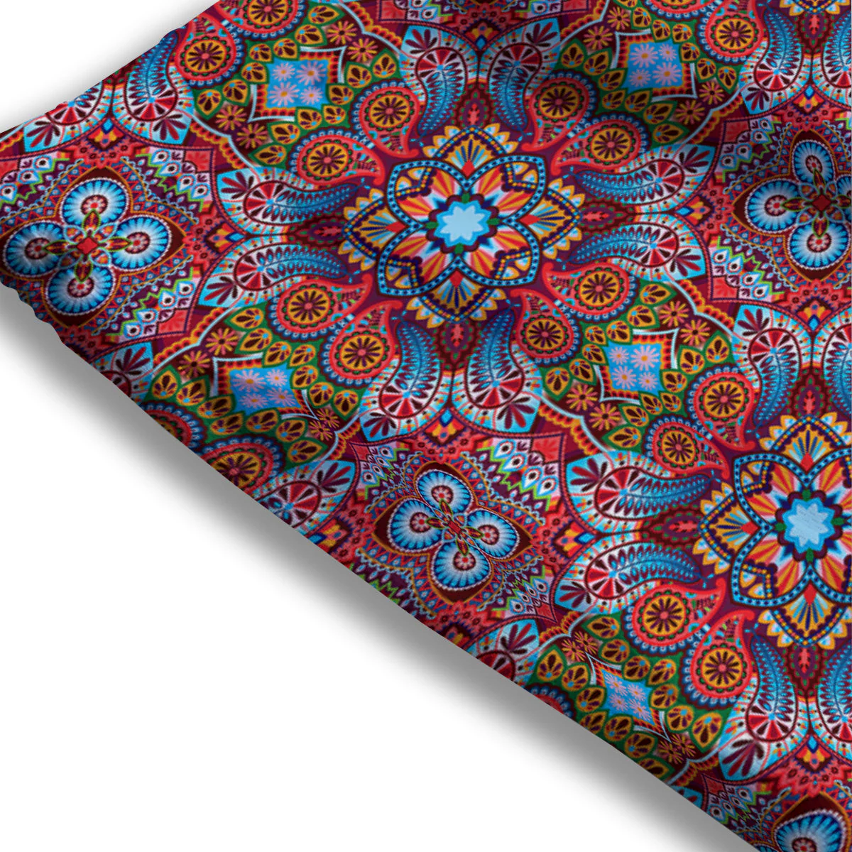 India Paisley Colorful Print Pattern Mesh Shorts - Image 3