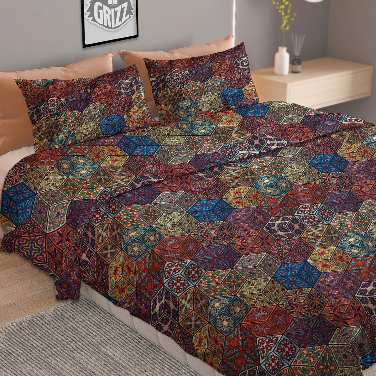 Indian Box Bohemian Print Pattern Duvet Cover Bedding Set - Image 2