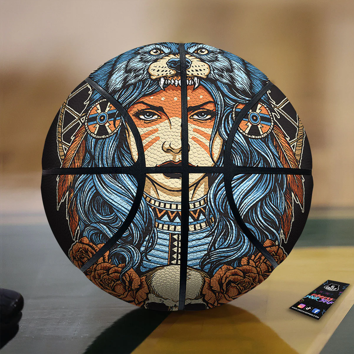 Indian Girl Native Portrait Print Basketball